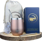 Set di tazze per mate - 2 Steli - Bicchieri in acciaio inox RVS 304 a doppio strato - 355 ml - Accessori autentici - Yerba Maté - Bevanda sudamericana