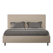 BS COM Letto matrimoniale francese contenitore imbottito 140x210 similpelle tortora
