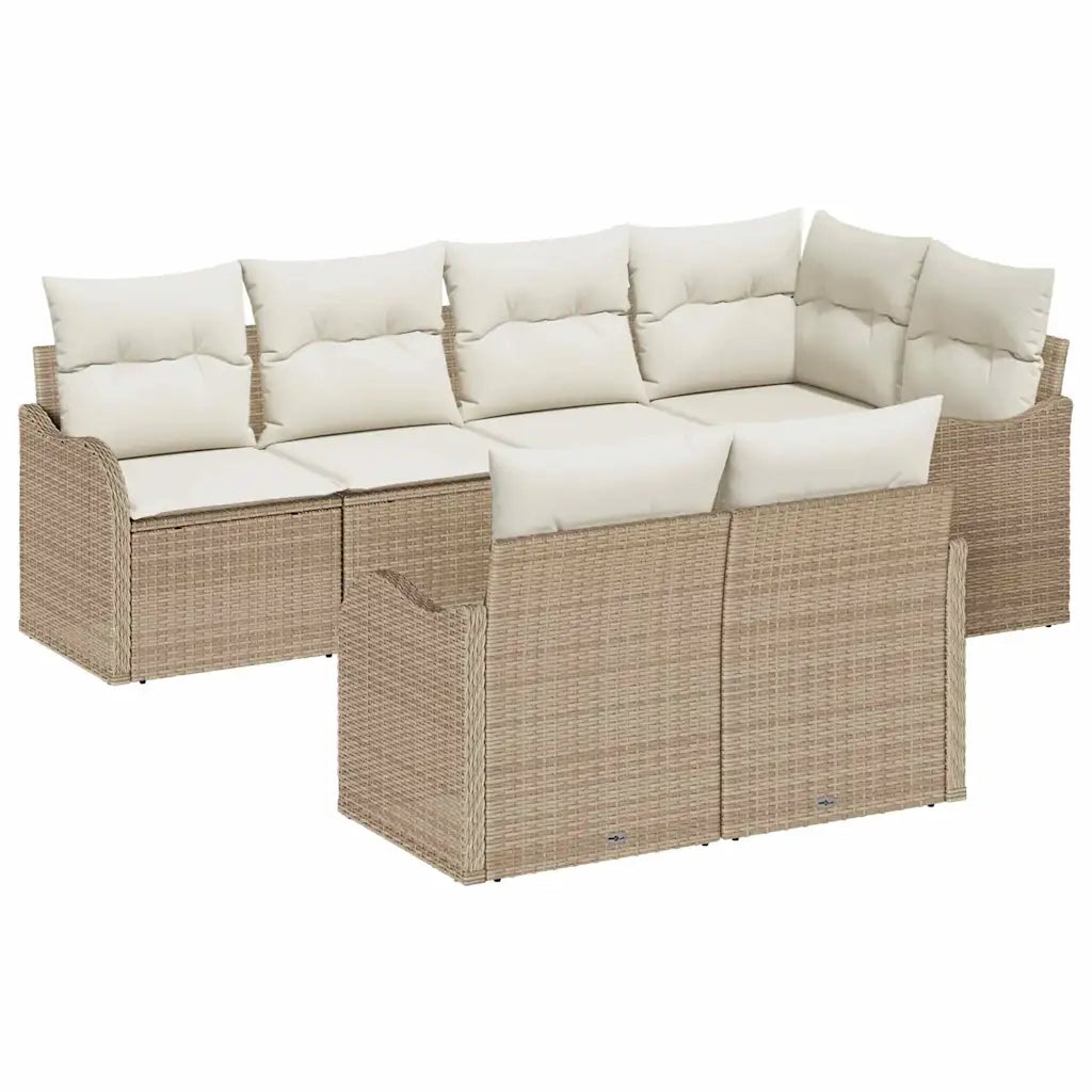 Set Divano da Giardino Beige polyrattan