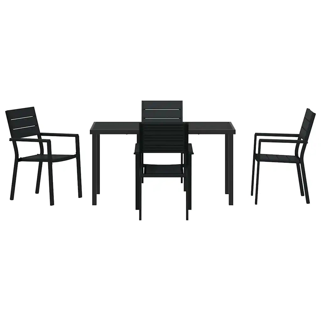 Set da Pranzo per Giardino 5 pcs Nero 3379144