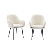 Set 2 poltrone in velluto a coste con gambe in metallo, bianco sporco