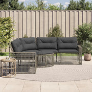 Divano da Giardino a L con Cuscini e Pouf Grigio in Polyrattan 365895