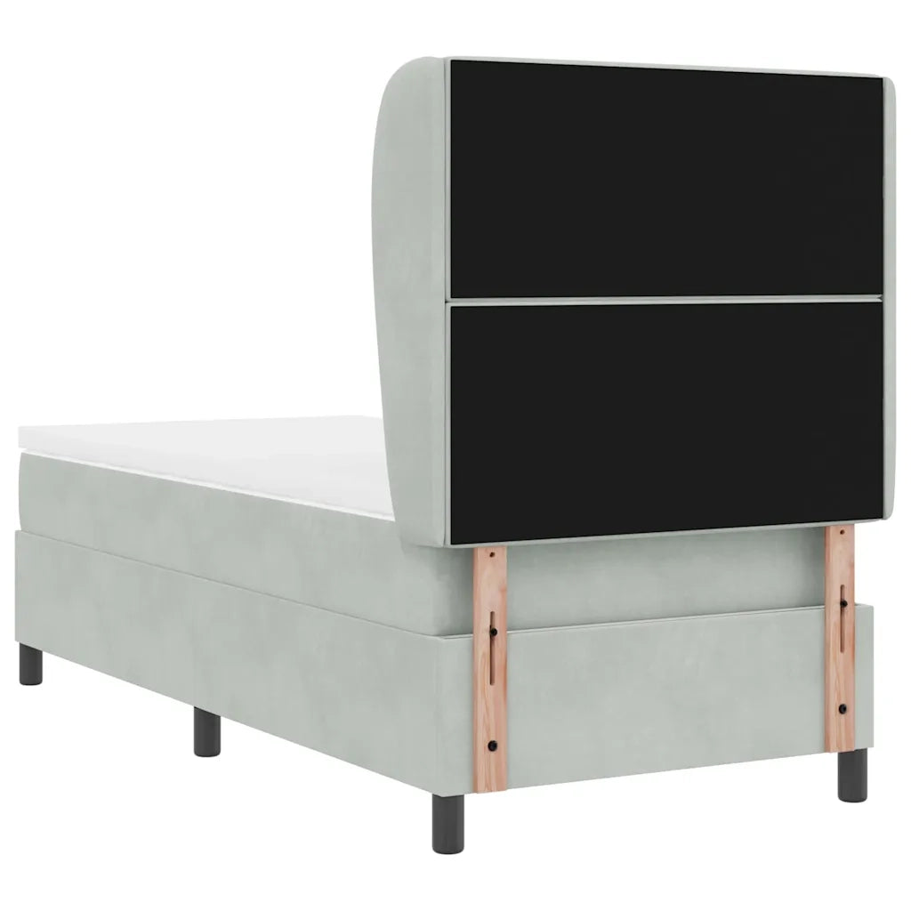 Letto a molle con testiera Grigio chiaro 200 x 90 cm Poliestere 3340856