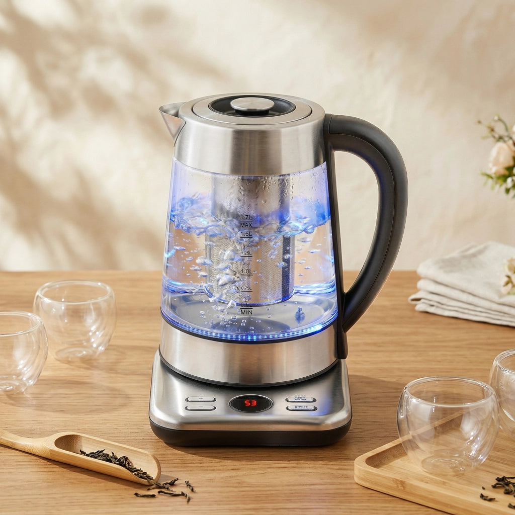 Bollitore Elettrico 1.7L ¨C Xylo ¨C 2200W con Infusore e Termostato Strix