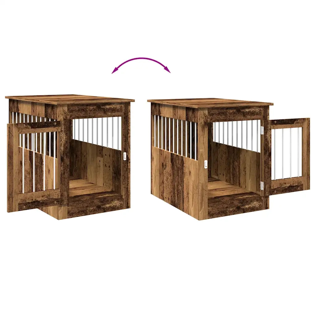 Gabbia Cani da Arredamento Legno Antico Legno Multistrato 857642