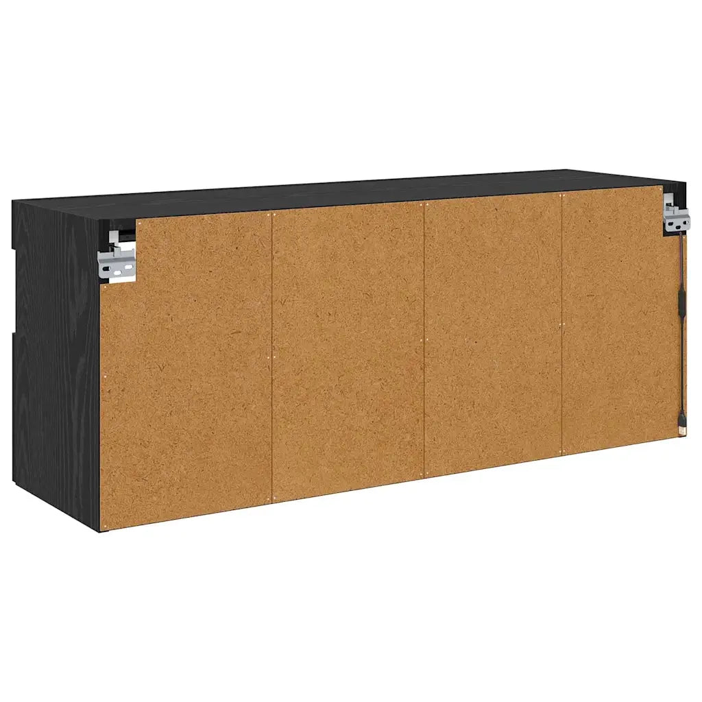Mobile TV da parete con LED Rovere Nero 100 x 30 x 40 cm 882985