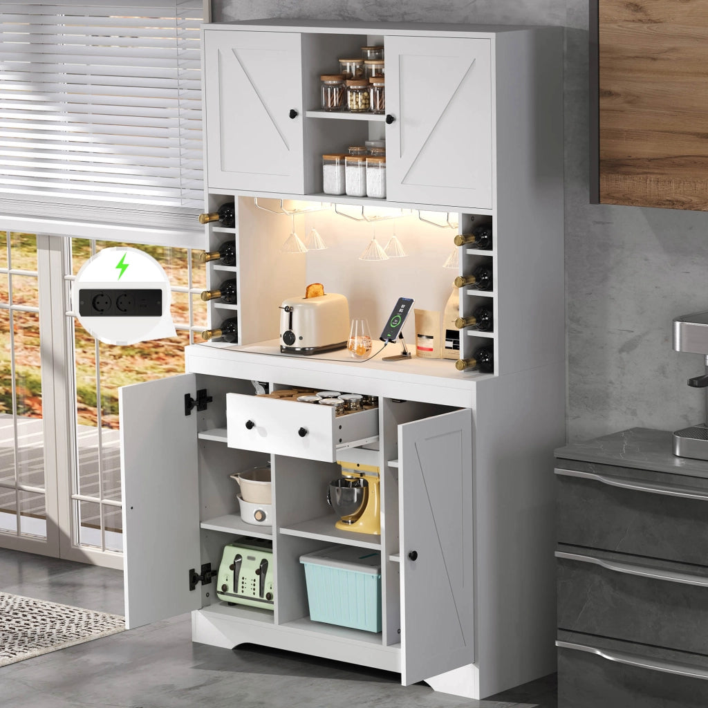 ARMADIO ALTO 180x105x40 cm Bianco in MDF con LED e prese integrate