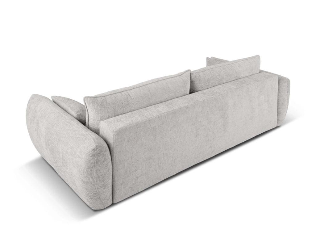Cosmopolitan Design - Divano convertibile con contenitore "Matera" 3 posti in ciniglia grigio chiaro 