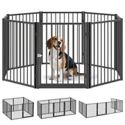Recinto per cani ¨C Minimal ¨C 8 pannelli pieghevole con porta, acciaio, nero