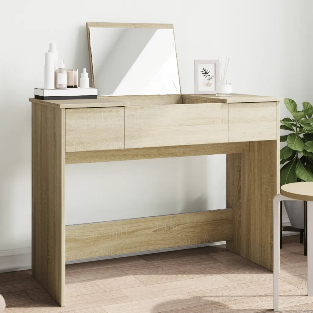 Toeletta con Specchio-Tavolo da Vanit¨¤ Rovere Sonoma 100x45x76 cm