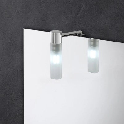 Applique LED naturale in acciaio e vetro per specchio a filo