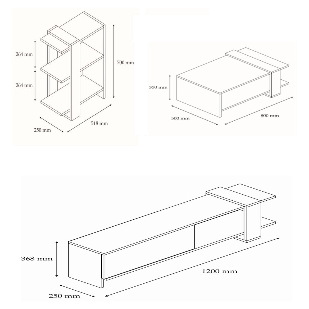 Mazzano, set Mobili da Soggiorno Modulabile, Marrone Noce