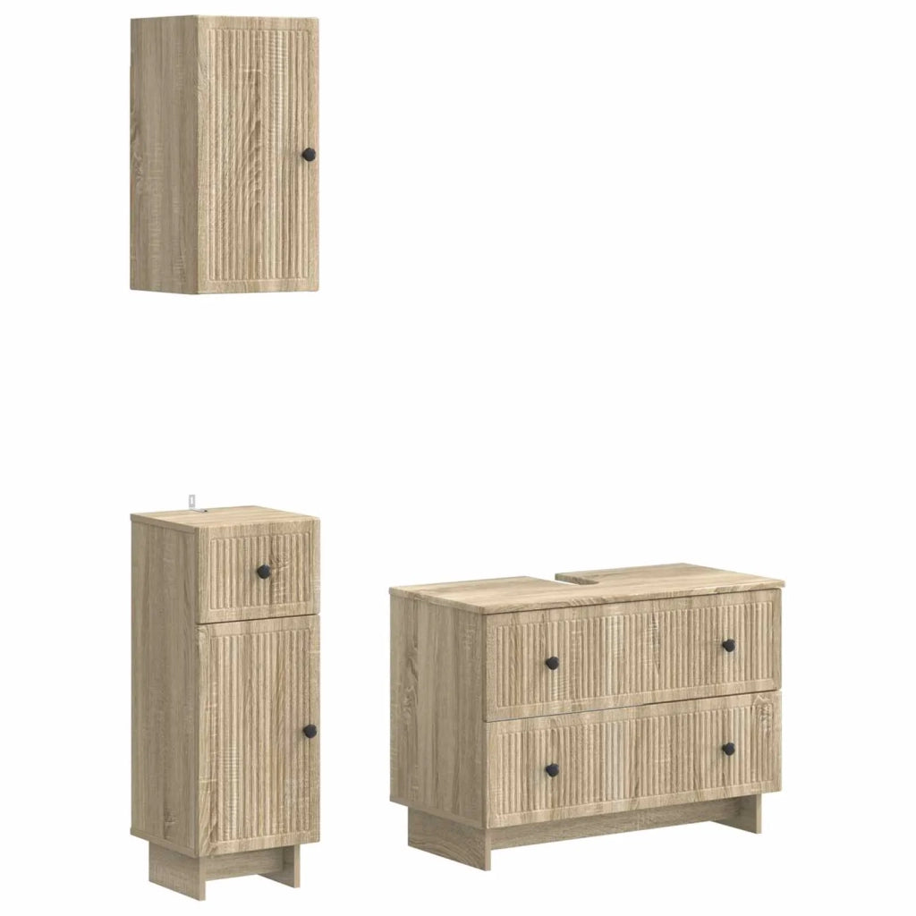 Set di armadietti da bagno in 3 pezzi EDE Rovere Sonoma 3417740