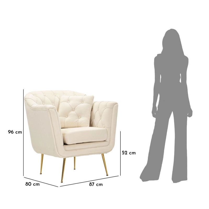 Poltrona Budapest Crema Con Cuscino cm 88x83x91
