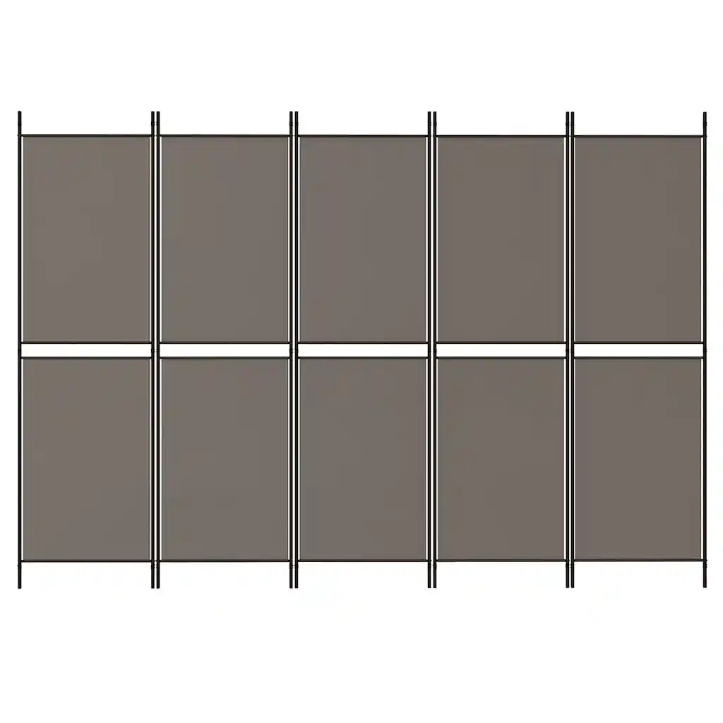 Divisorio Ambienti | Divider per stanze | Paravento a 5 Pannelli Antracite 250x200 cm Tessuto