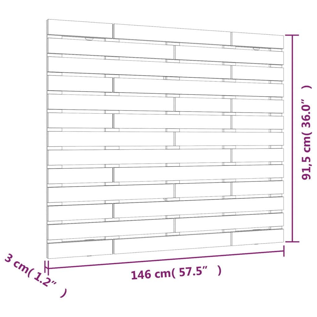 Testiera da Parete-Testiera a Muro-Testata Decorativa Ambra 146x3x91,5cm in Legno Massello di Pino