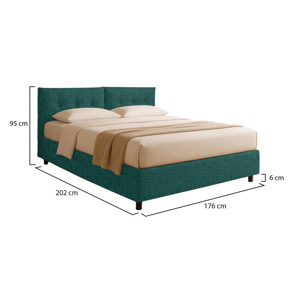 Derby, Letto Matrimoniale Sfoderabile Made in Italy, Verde Petrolio