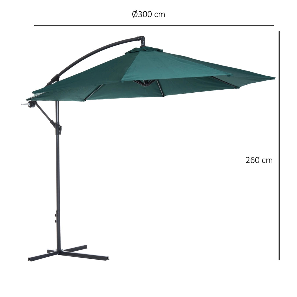 EasyComfort Ombrellone da Giardino 3x2.5 m, Inclinabile con Base a Croce e Manovella, in Acciaio e Poliestere