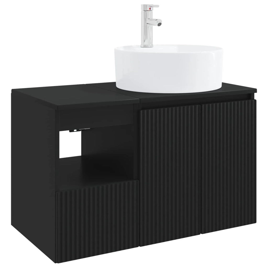 Set di mobili per il bagno 2 pz Nero Legno ingegnerizzato 3404075