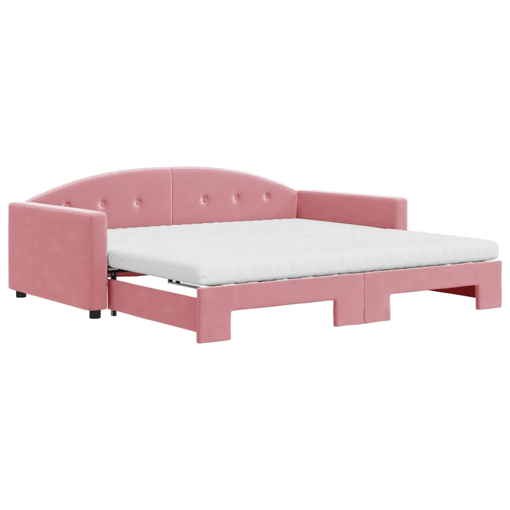 Divano Letto Estraibile con Materassi Rosa 100x200 cm Velluto 3197335