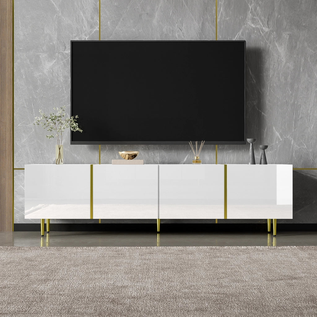 Cassettiera per TV bianca in MDF lunghezza 170 cm