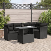 Set Divano da Giardino 6 pz con Cuscini Nero in Polyrattan 3326156