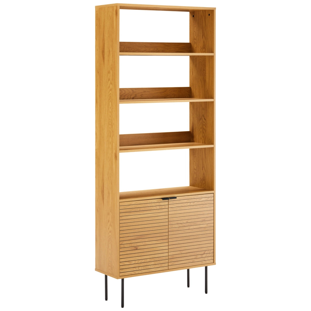Libreria in legno con 4 ripiani e 2 ante STINNA
