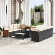 Set Divano da Giardino con cuscino 11 pcs Nero e Crema