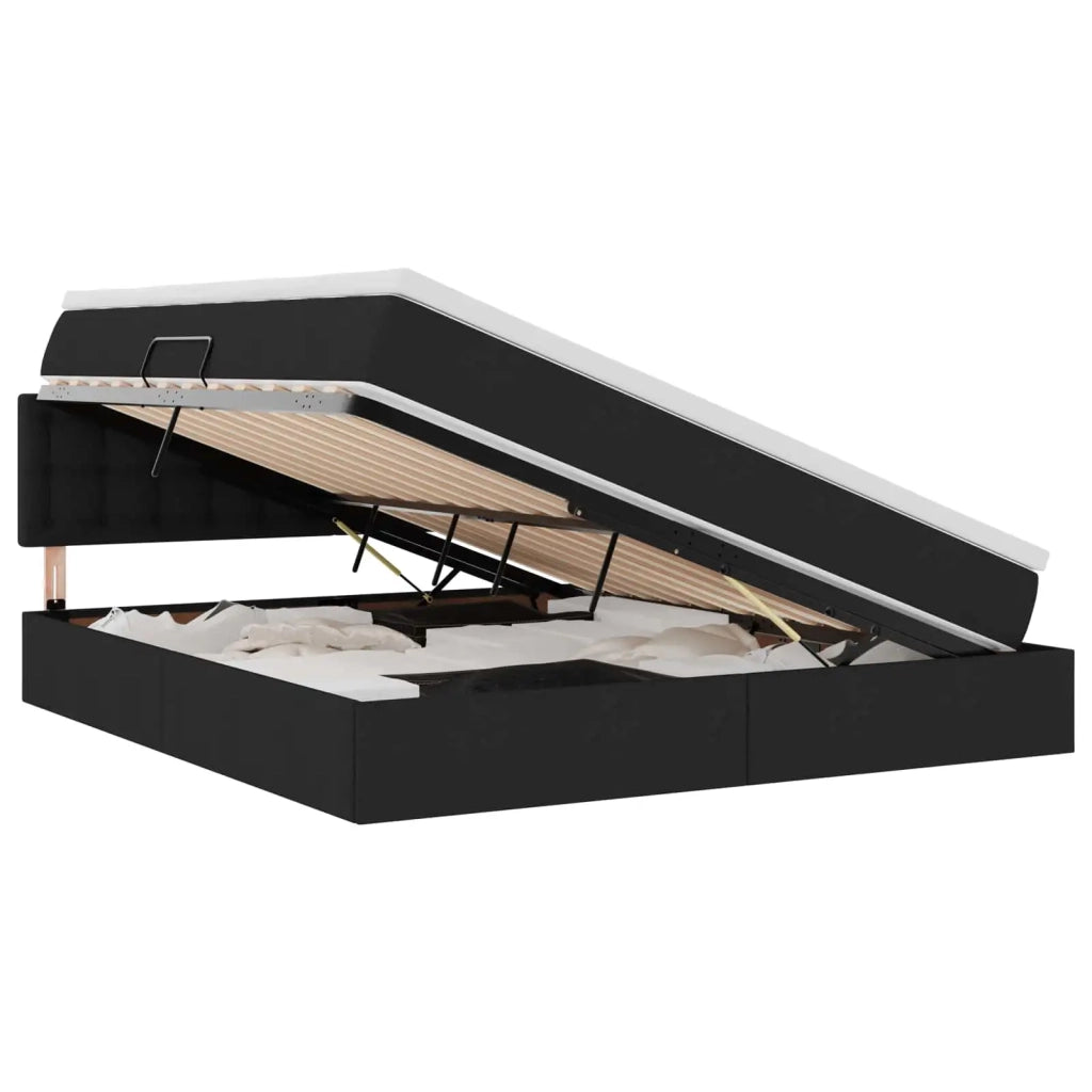Letto con contenitore e materasso Nero 180 x 200 cm