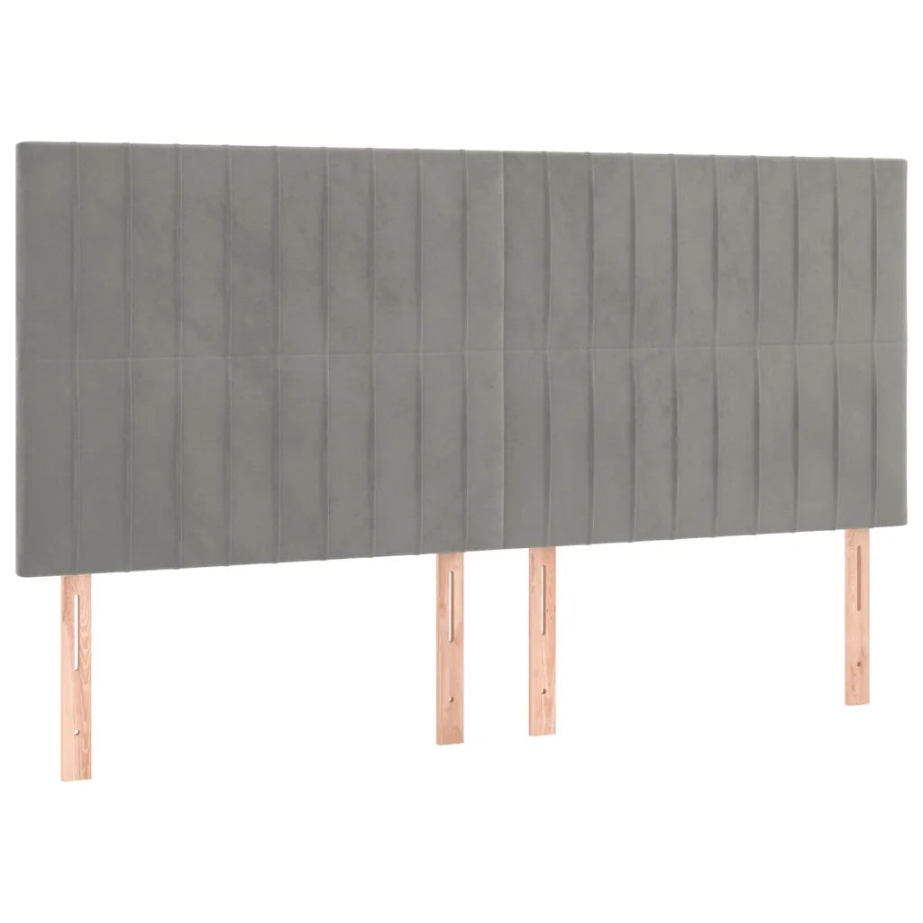 Letto a Molle Materasso e LED Grigio Chiaro 180x200 cm Velluto 3136257