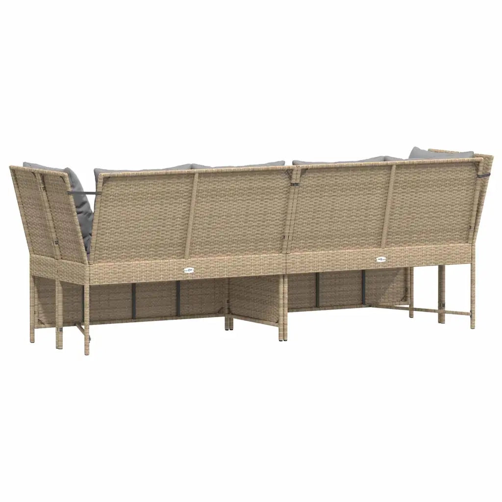 Divano da Giardino con Cuscini-Sofa da Giardino-Divano da esterno in Polyrattan Beige 421061
