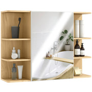 Armadietto Bagno con Specchio e Ripiani ¨C Zephmum ¨C Legno Naturale 80x20x59 cm