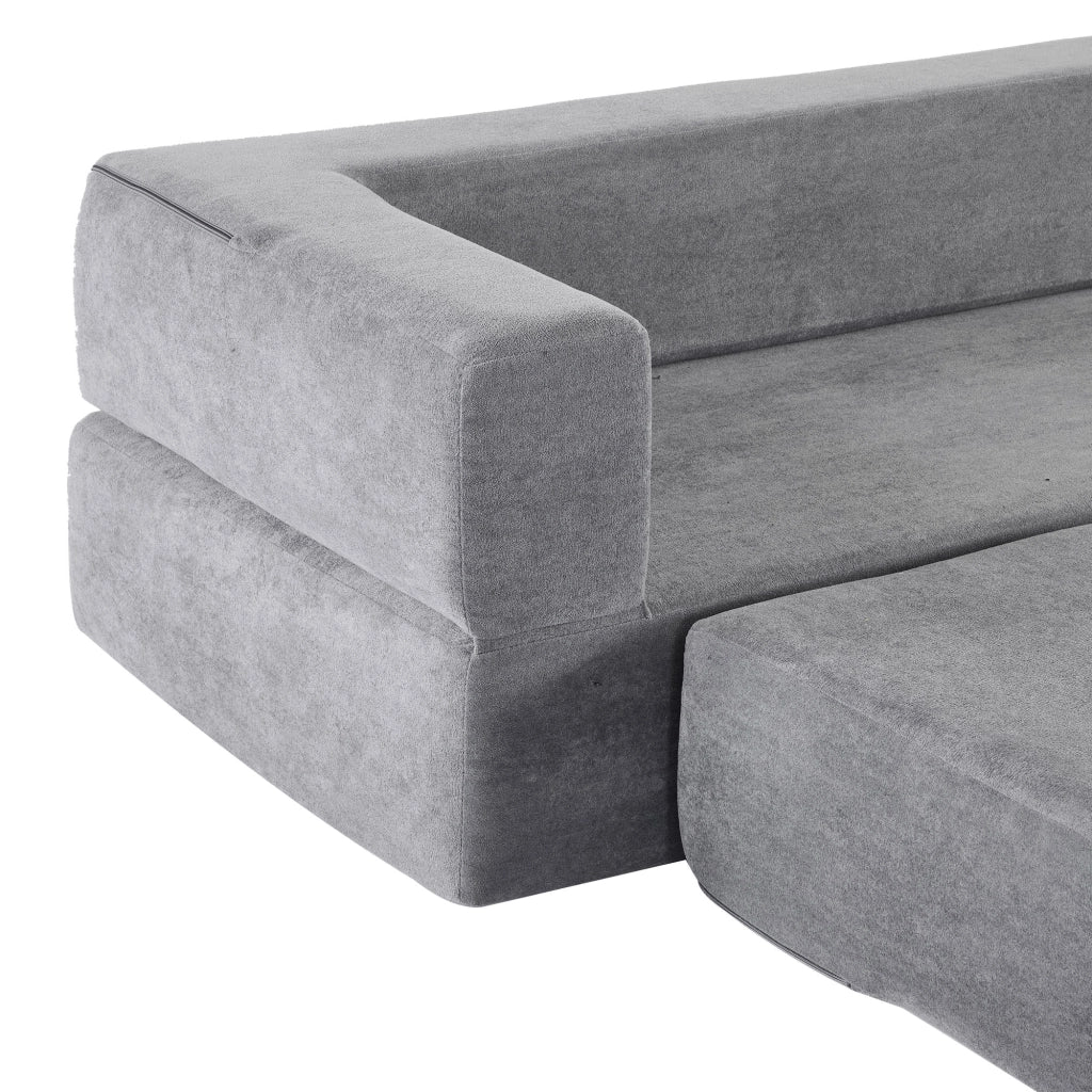 DIVANO LETTO Modulare in chenille e schiuma Grigio