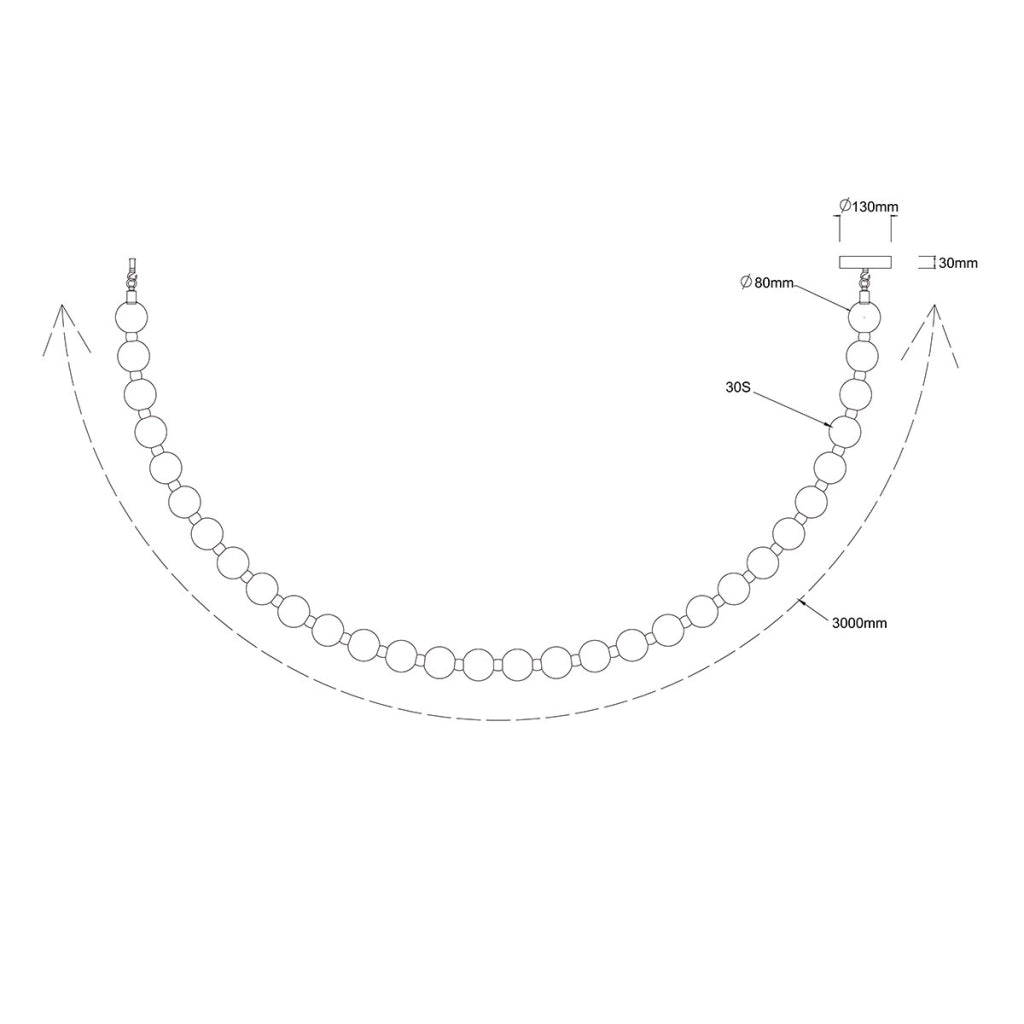 Lampada soffitto Dorado Rope 3m oro sfere bianche LED CCT