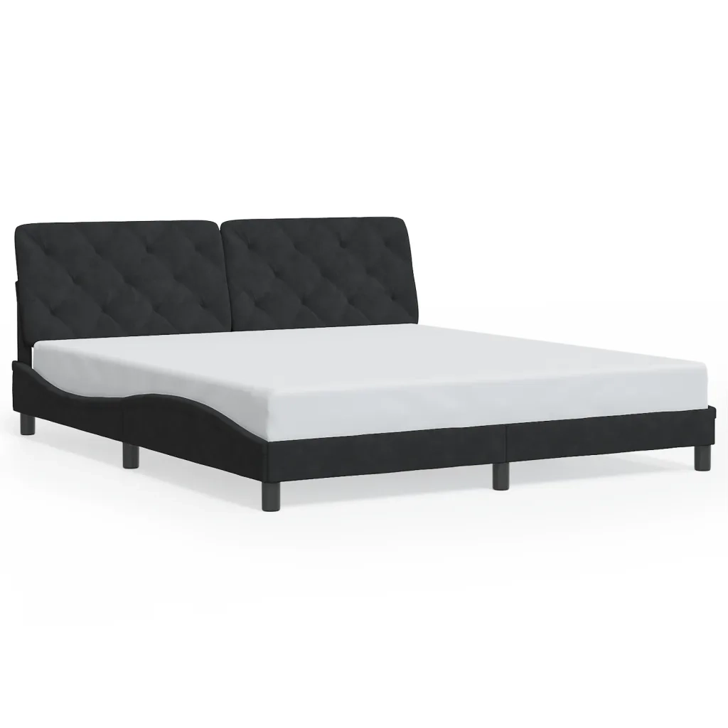 Giroletto con LED senza Materasso Nero 180x200 cm in Velluto 3213869