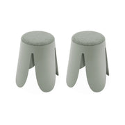 Set 2 sgabelli impilabili in bouclé, verde celadon