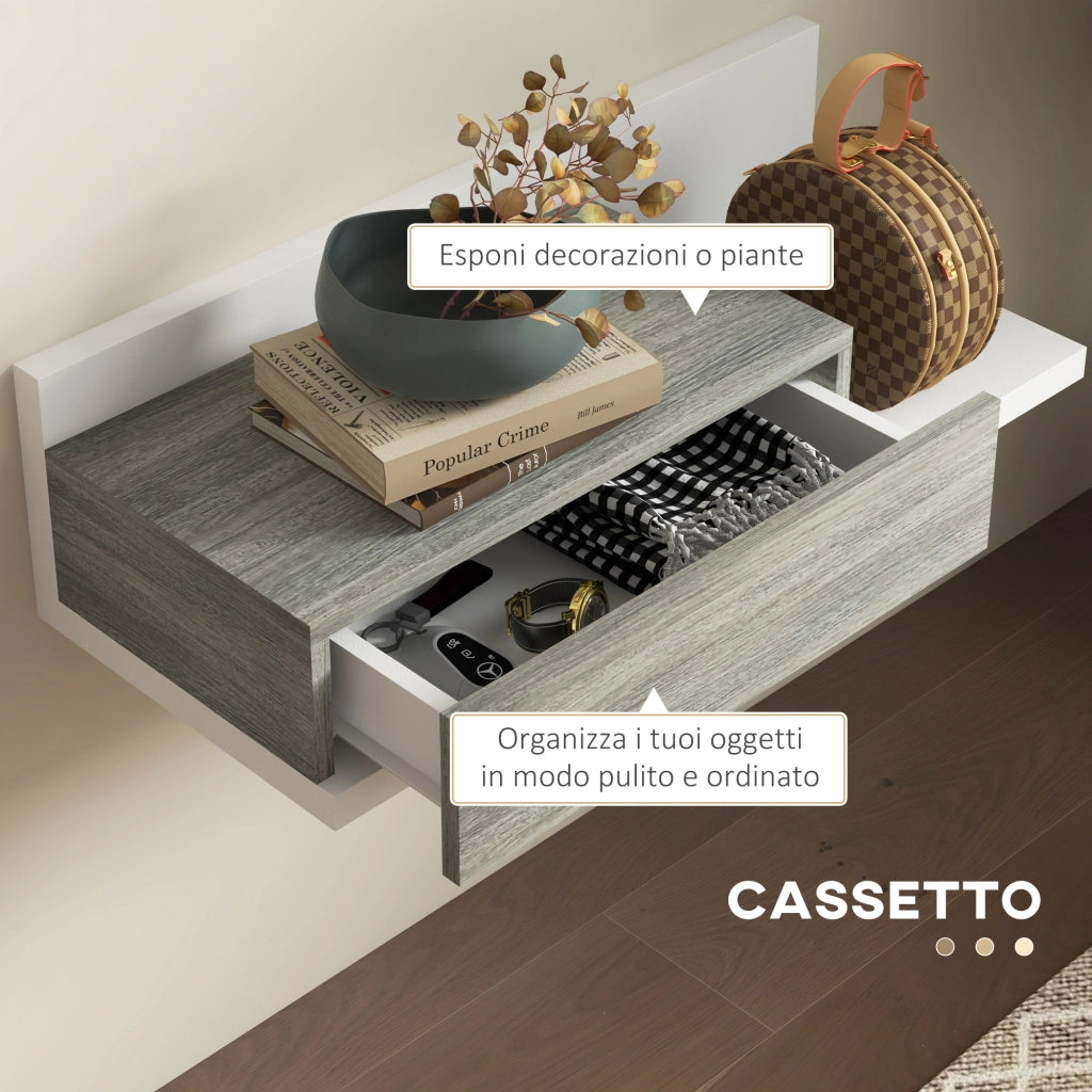 Mobile da Ingresso con Specchio e Cassetto ¨C Minimal ¨C Grigio e Bianco 75x75x35