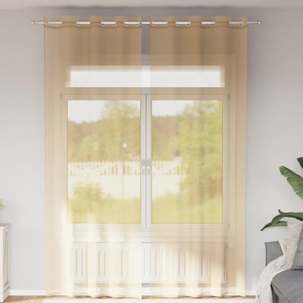 Tende in Voile con Occhielli 2 pz Sabbia