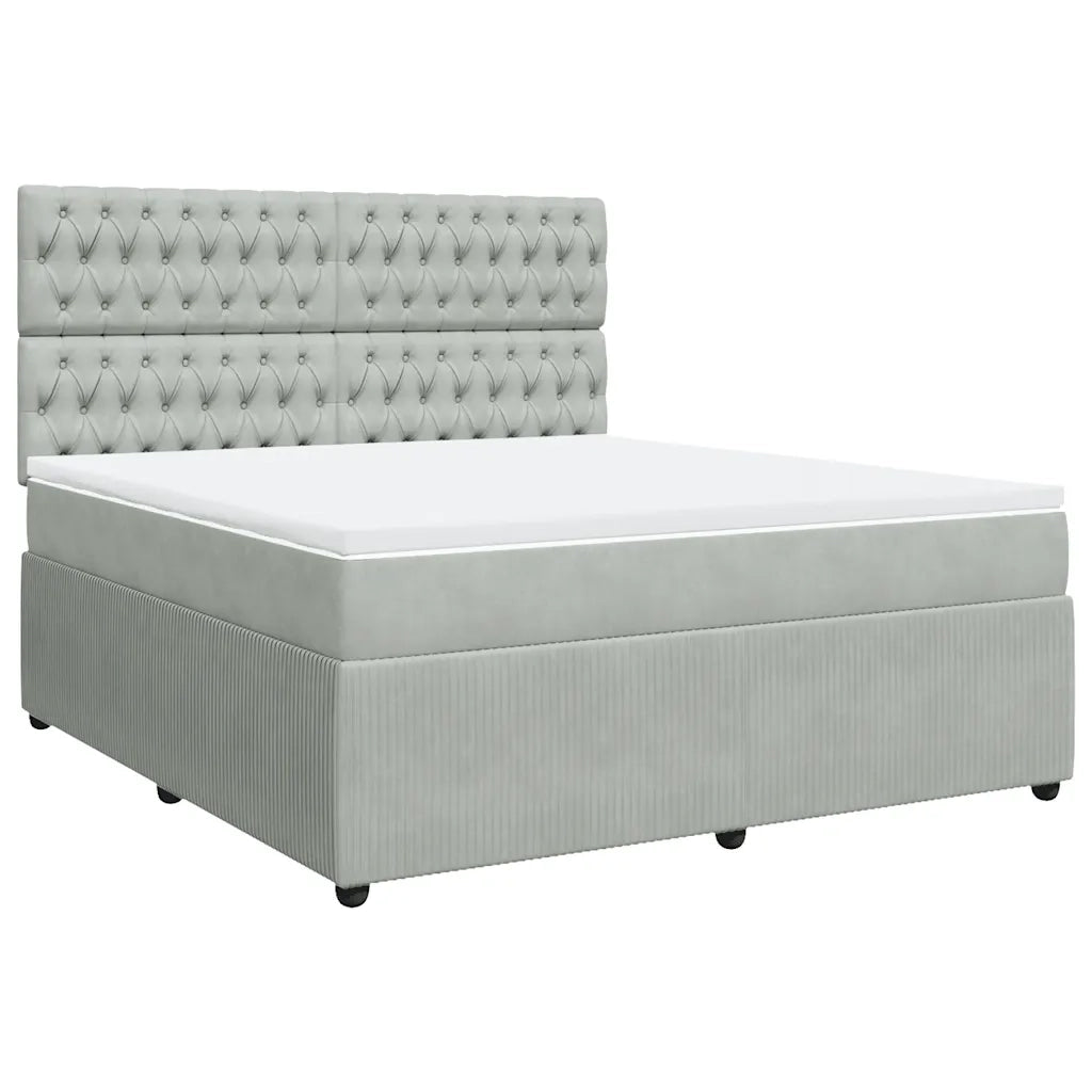 Giroletto a Molle con Materasso Grigio Chiaro 180x200cm Velluto