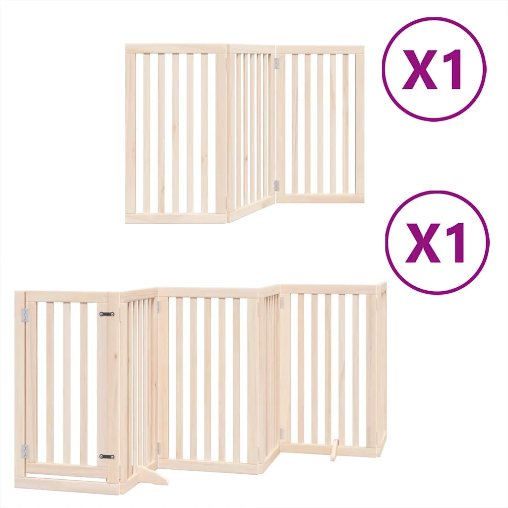 Cancello per Cani con Porta Pieghevole 9 Pannelli 450 cm Pioppo 3155644