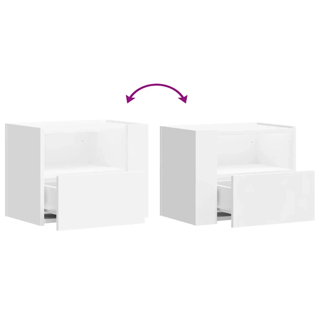 Set di 2 Comodini | Armadio da Notte | Mobiletto da notte a Muro Bianchi 45x30x35 cm