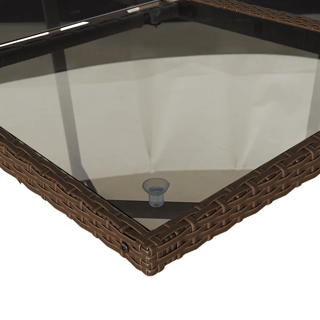 Set da Pranzo da Giardino 13pz con Cuscini Marrone Polyrattan 3211221