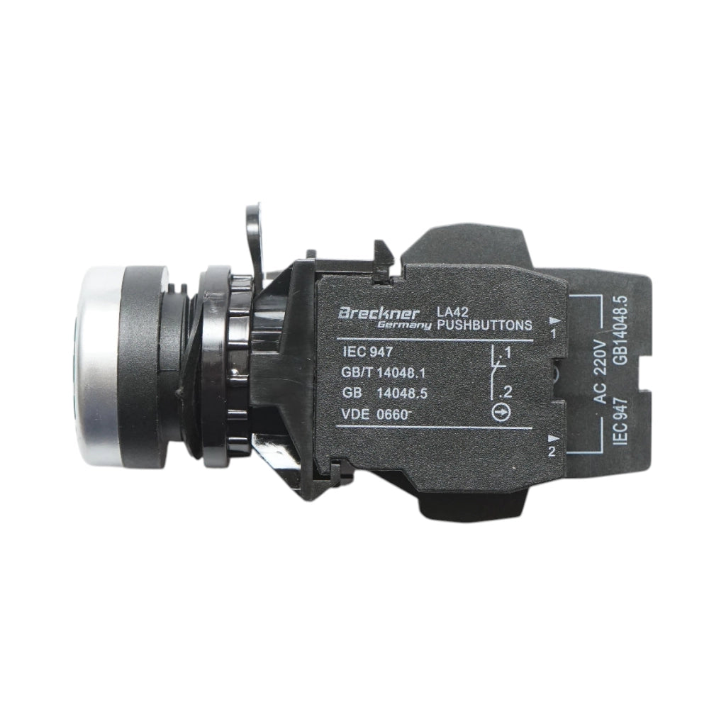 Pulsante di comando illuminato 220V AC LED verde con ritorno 1NO+1NC, 10A/600V AC, 1A/250V DC LA42 Breckner Germany