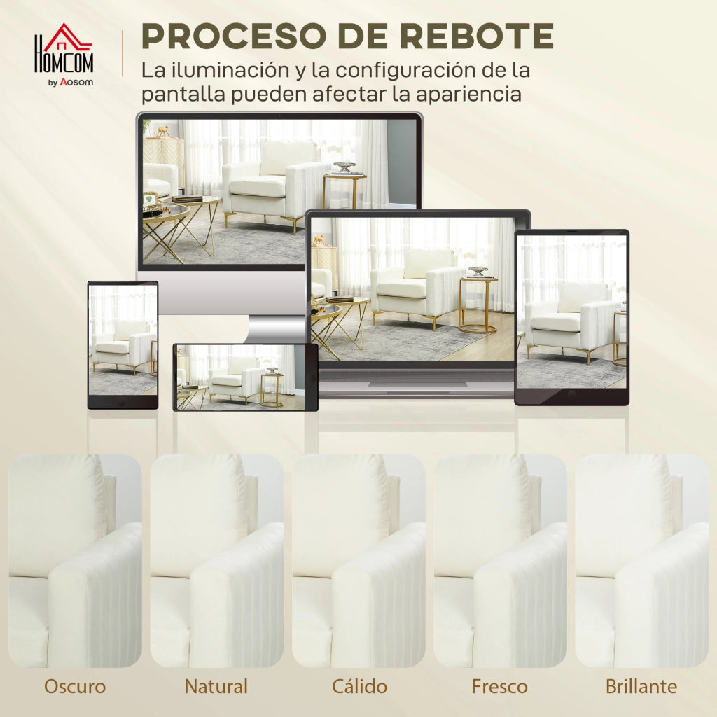 Poltrona in Velluto Acolchato ¨C Minimal ¨C Crema 81x77x81 cm
