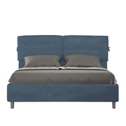 BS COM Letto matrimoniale contenitore imbottito 160x190 microfibra blu