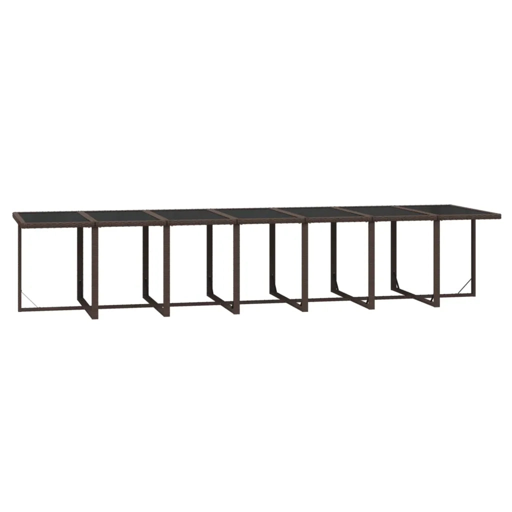 Set da Pranzo per Giardino 19 pz con Cuscini Polyrattan Marrone 3095648