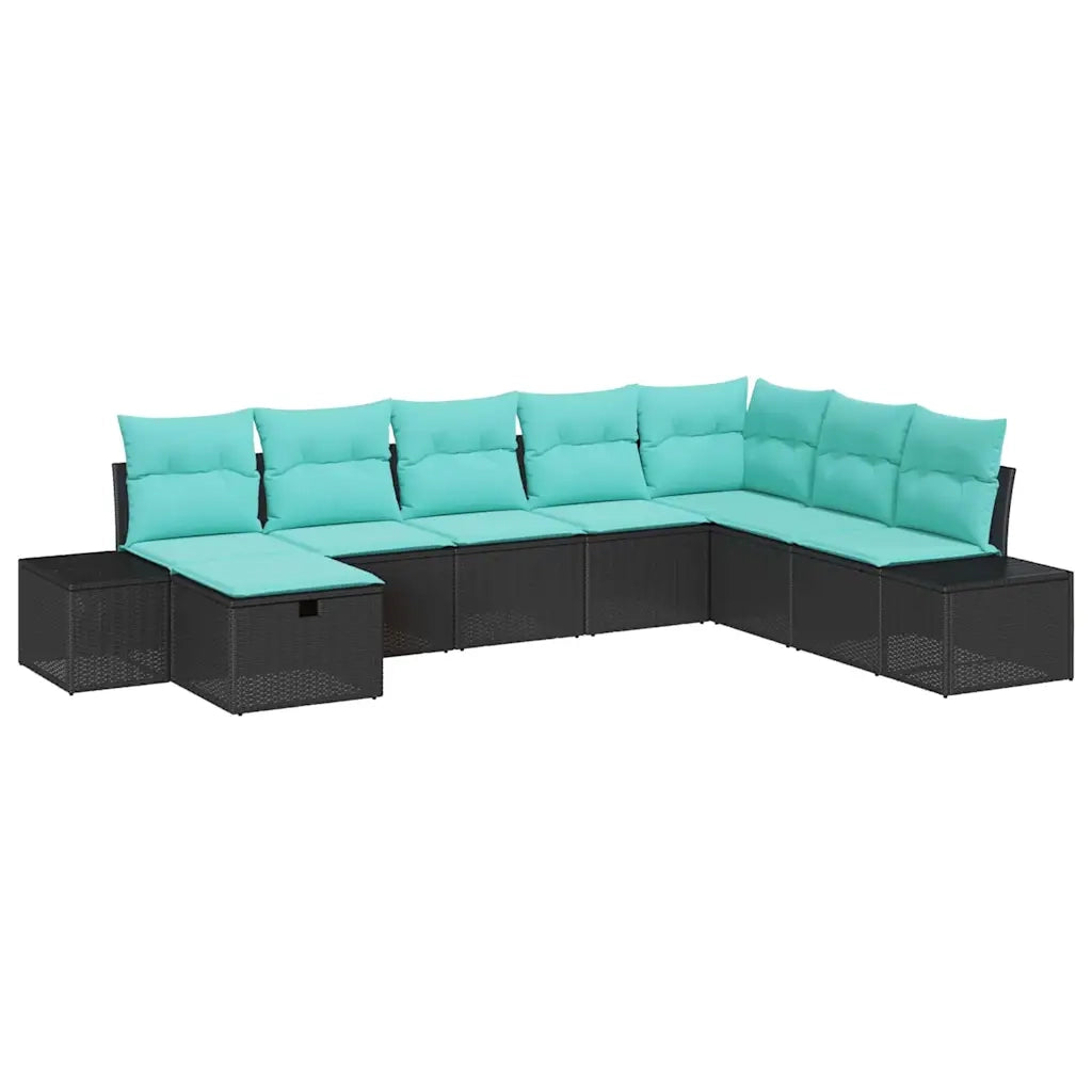 Set Divano da Giardino 8 pz Nero polyrattan 3359435