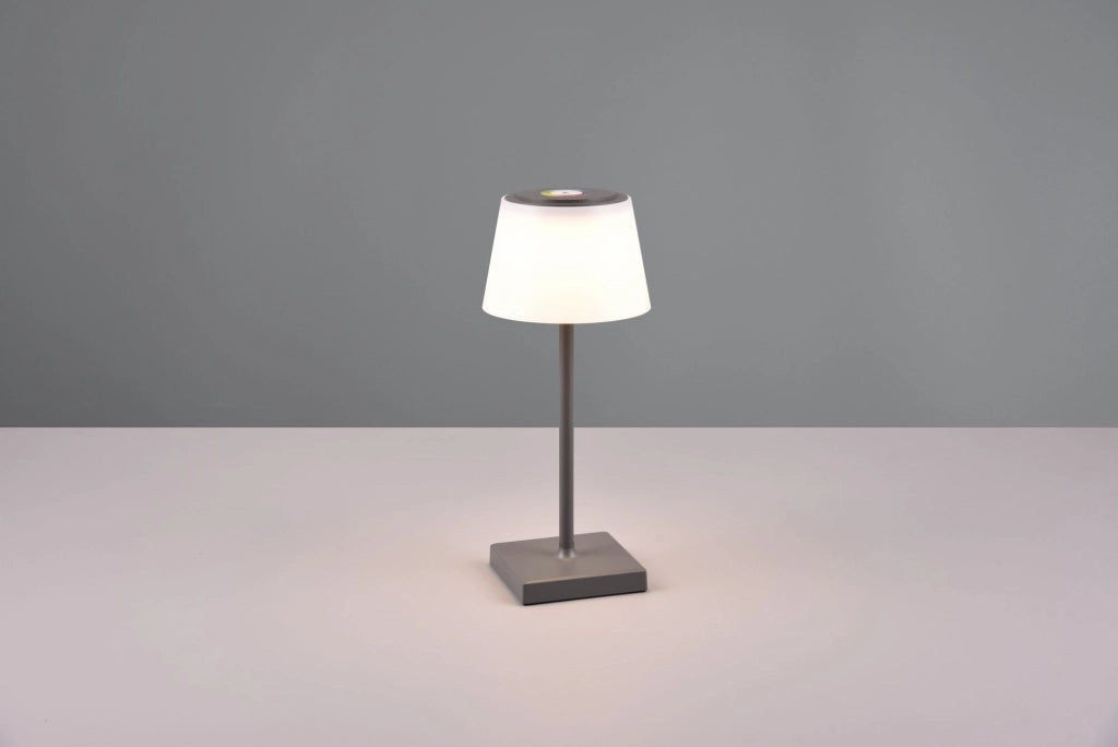 SANCHEZ LAMPADA DA ESTERNO LED 2,1W 190lm, 3000+4000+5000K DA APPOGGIO RICARICABILE ANTRACITE CON REGOLAZIONE INTENSITA', TEMPERATURA DI COLORE E RGB H.30CM IP44