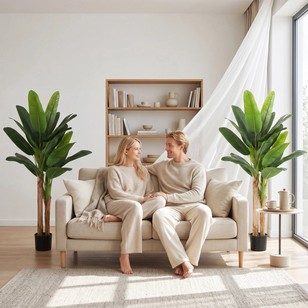 Pianta Artificiale Banano 150cm ¨C Xylo ¨C Set 2 Pezzi con Vaso
