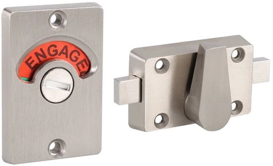 Indicatore di Presenza per Porta Interna - Acciaio Inossidabile - Indicator Privacy - Blocco - Rondelle di Protezione - Per Porta Interna - Adatto per Spessore di Porta 12-18 mm - Indicatore di Presenza per Porta